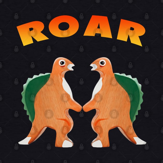 Cute Dinosaur Backtoschool Quote Roar Heart Orange by Dolta